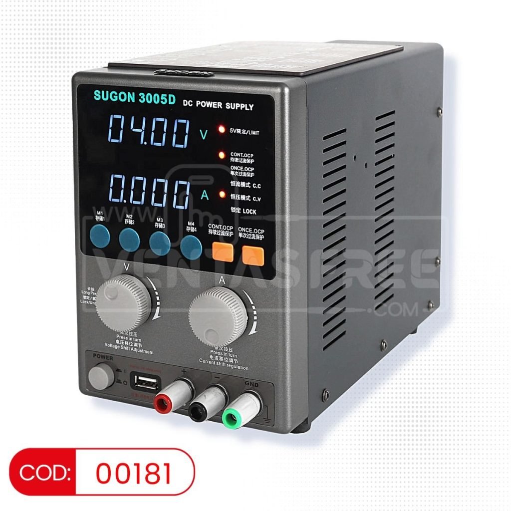 Fuente de poder SUGON 3005D 30V 5A con pantalla digital de 4 dígitos