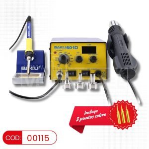 estacion de soldar mixta 2 en 1 baku 601d cautin y pistola de aire caliente